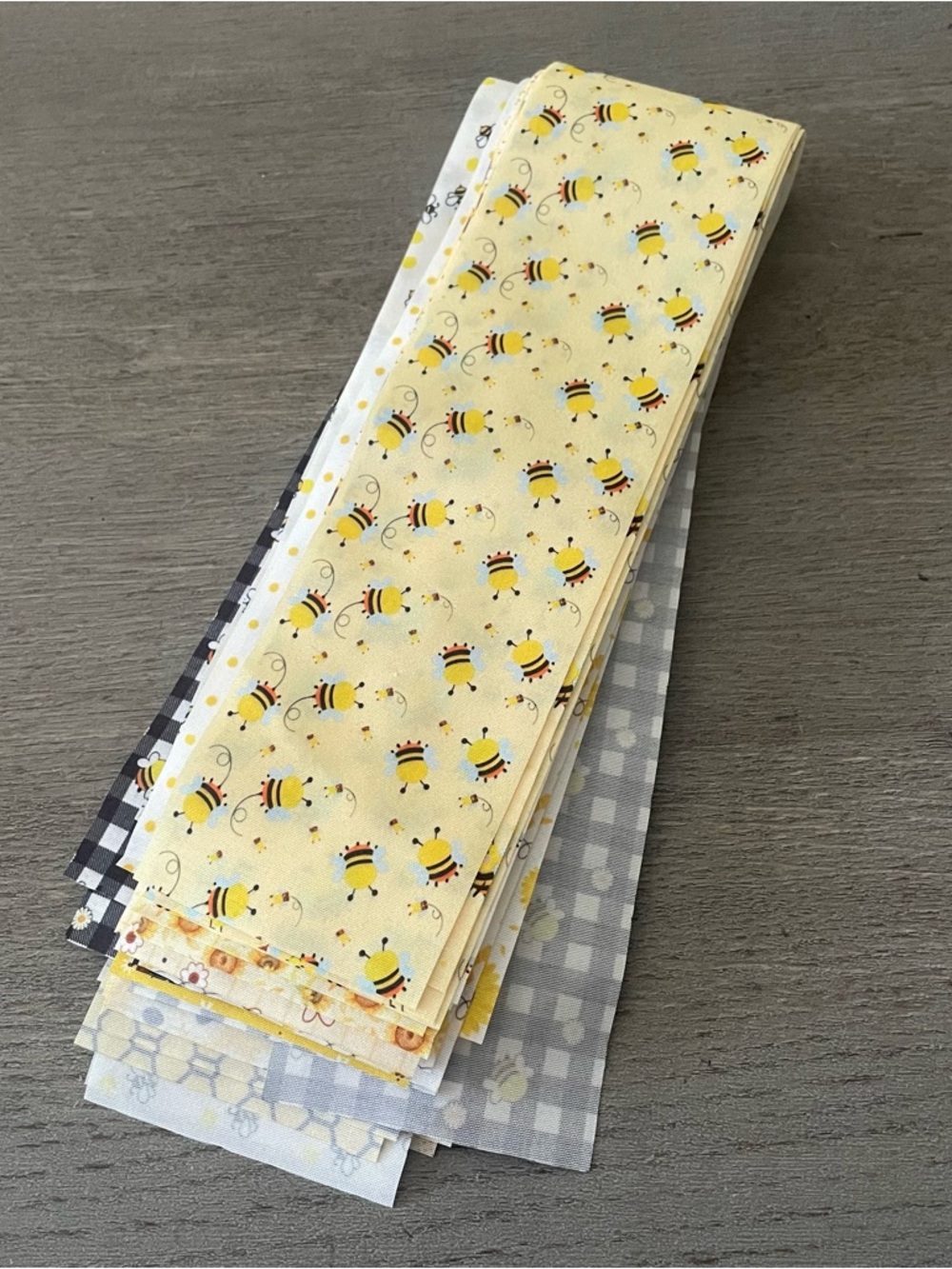 Yellow Bee Print Cotton Fabric Strips